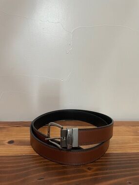Dickies Men's Leather Reversable Black & Brown Silver Tone Buckle Belt 50-52